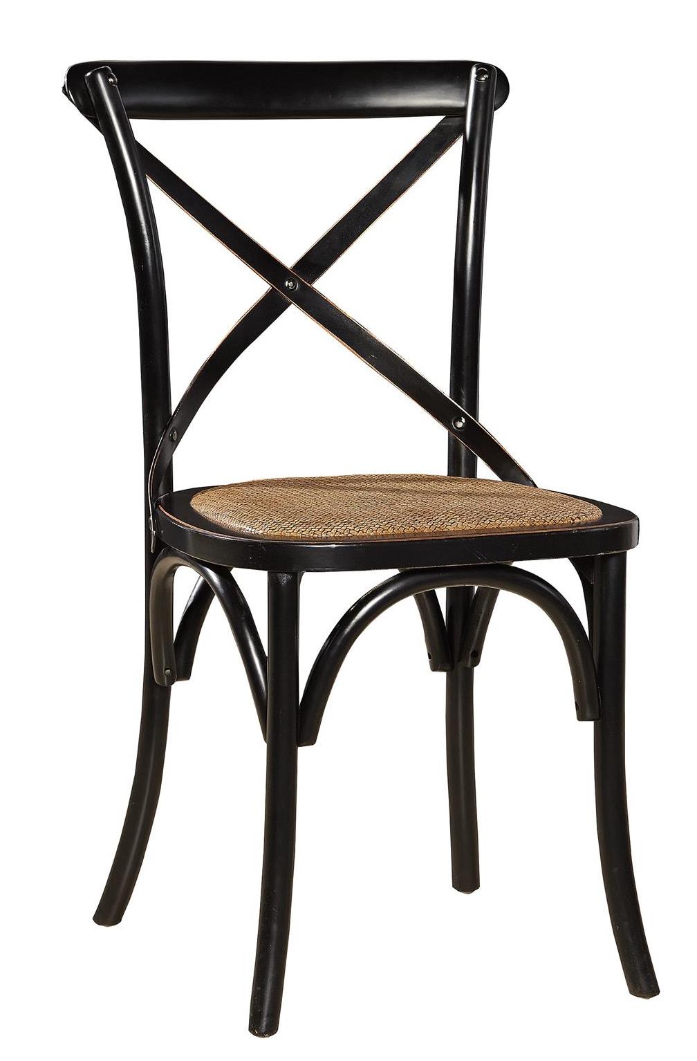 Accents Black Dining Side Chair with XBack and Rattan Seat Belfort Furniture Dining Side Chairs